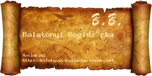 Balatonyi Boglárka névjegykártya